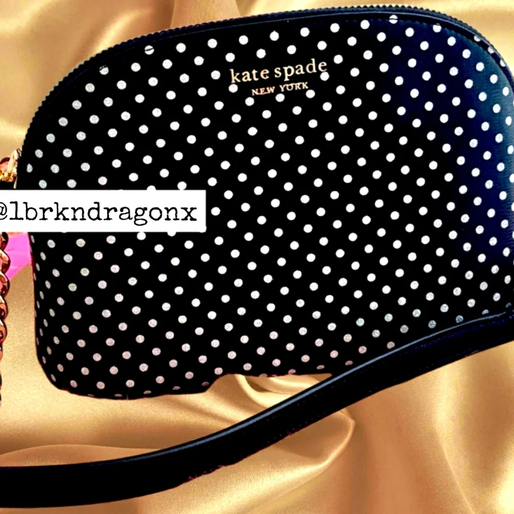 Kate Spade Black Mini  Polka Dot Crossbody Shoulder Bag Metallic Dot NWT - Picture 3 of 14